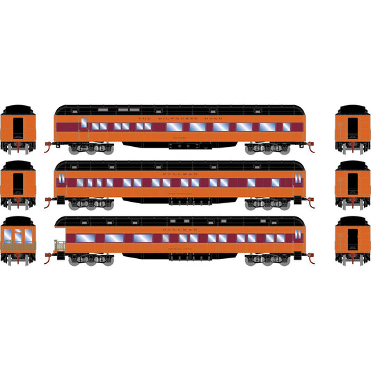 HO Heavyweight Diner, Coach, and Observation Set MILW #1 (ATH88233)