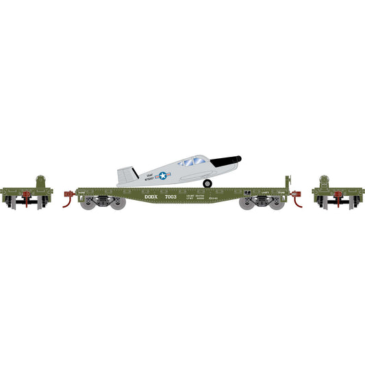 HO 40' Flat Car with Plane DODX USAF #7003 (ATH96454)