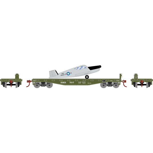 HO 40' Flat Car with Plane DODX USAF #7017 (ATH96455)