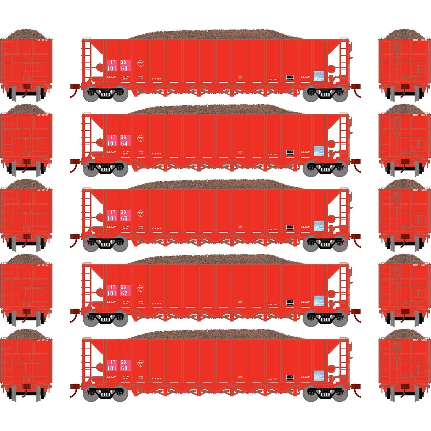 HO 5-Bay Rapid Discharge Hopper ITGX Red Ready to Run (ATH98493)