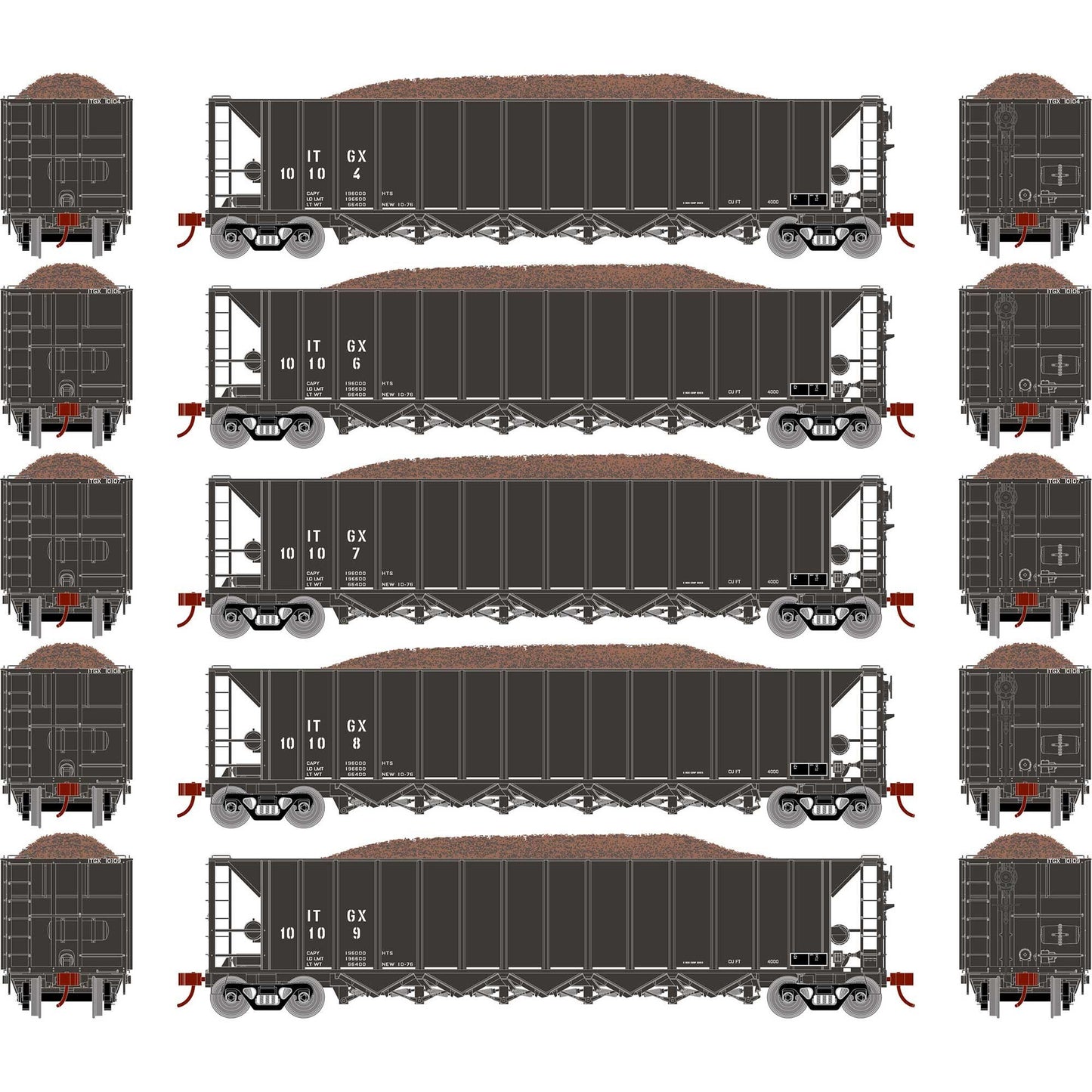 HO 5-Bay Rapid Discharge Hopper ITGX Black RTR (ATH98495)