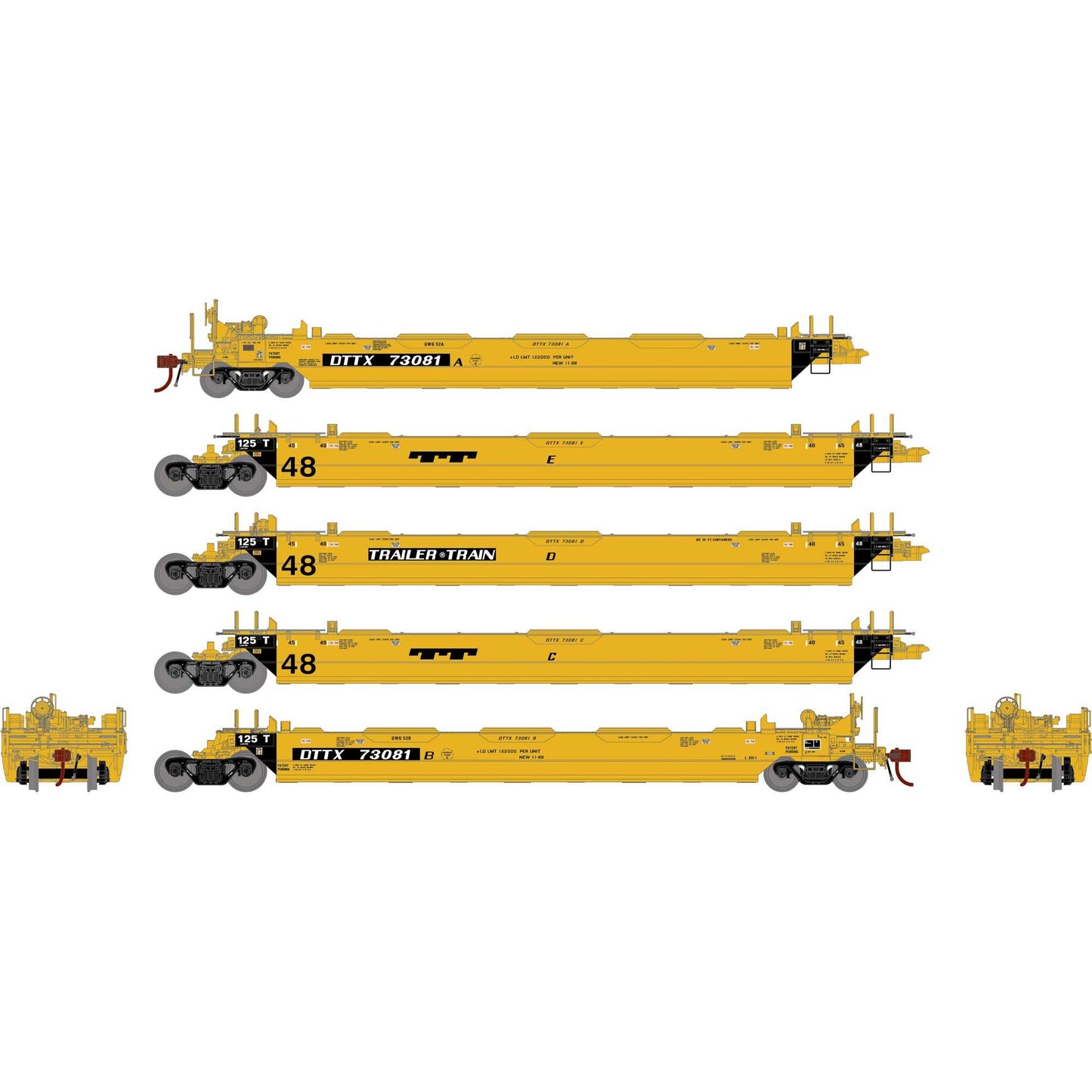 HO Gunderson Maxi-Stack II Well Cars DTTX 'Trailer Train' #73081 (5) (ATHG-1005)