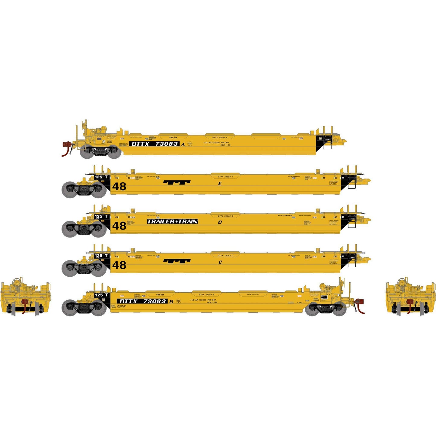 HO Gunderson Maxi-Stack II Well Cars DTTX 'Trailer Train' 5-Pack (ATHG-1018)