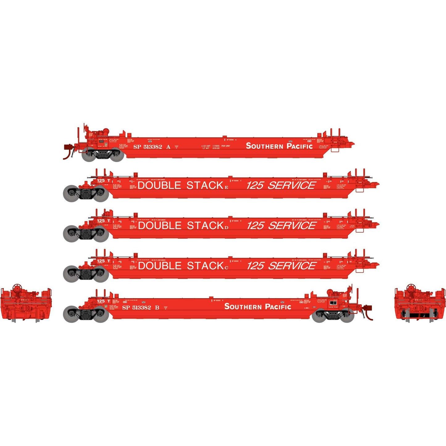 HO Gunderson Maxi-Stack II Well Cars Southern Pacific #513382 (5) (ATHG-1026)