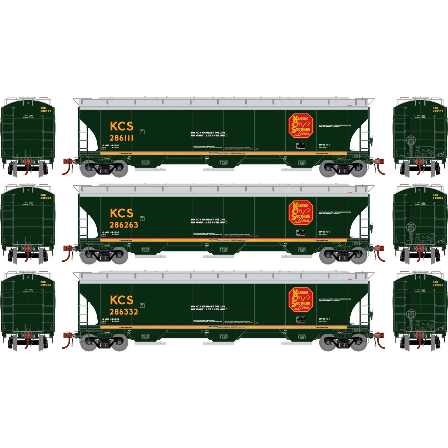 HO GEN Trinity 5161 Covered Hopper KCS #286111/286263/286332 (3) (ATHG-1066)