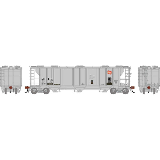 HO PS-2 2893 3-Bay Covered Hopper MILW Primed For Grime #98007 (ATHG-1266)