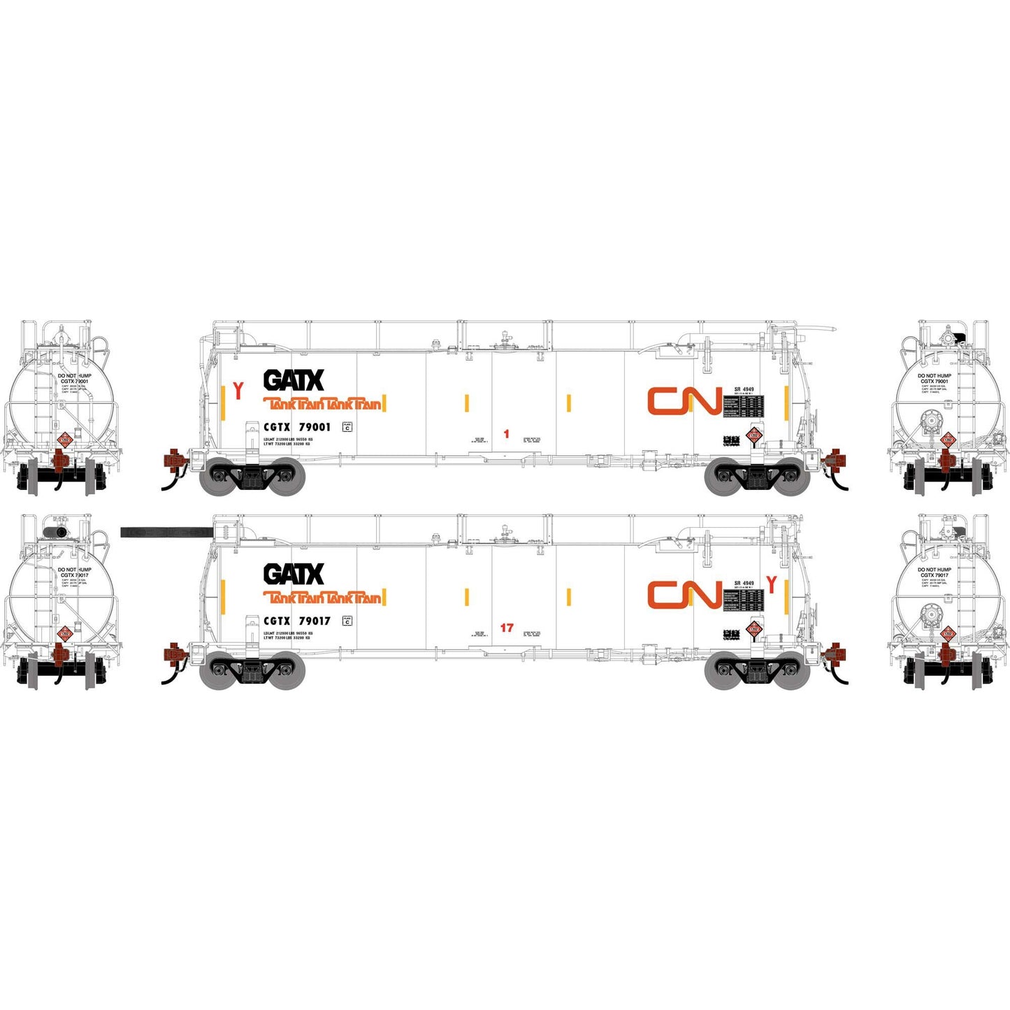HO TankTrain A/B Set, CGTX #79001 and #79017 Models (ATHG-1319)