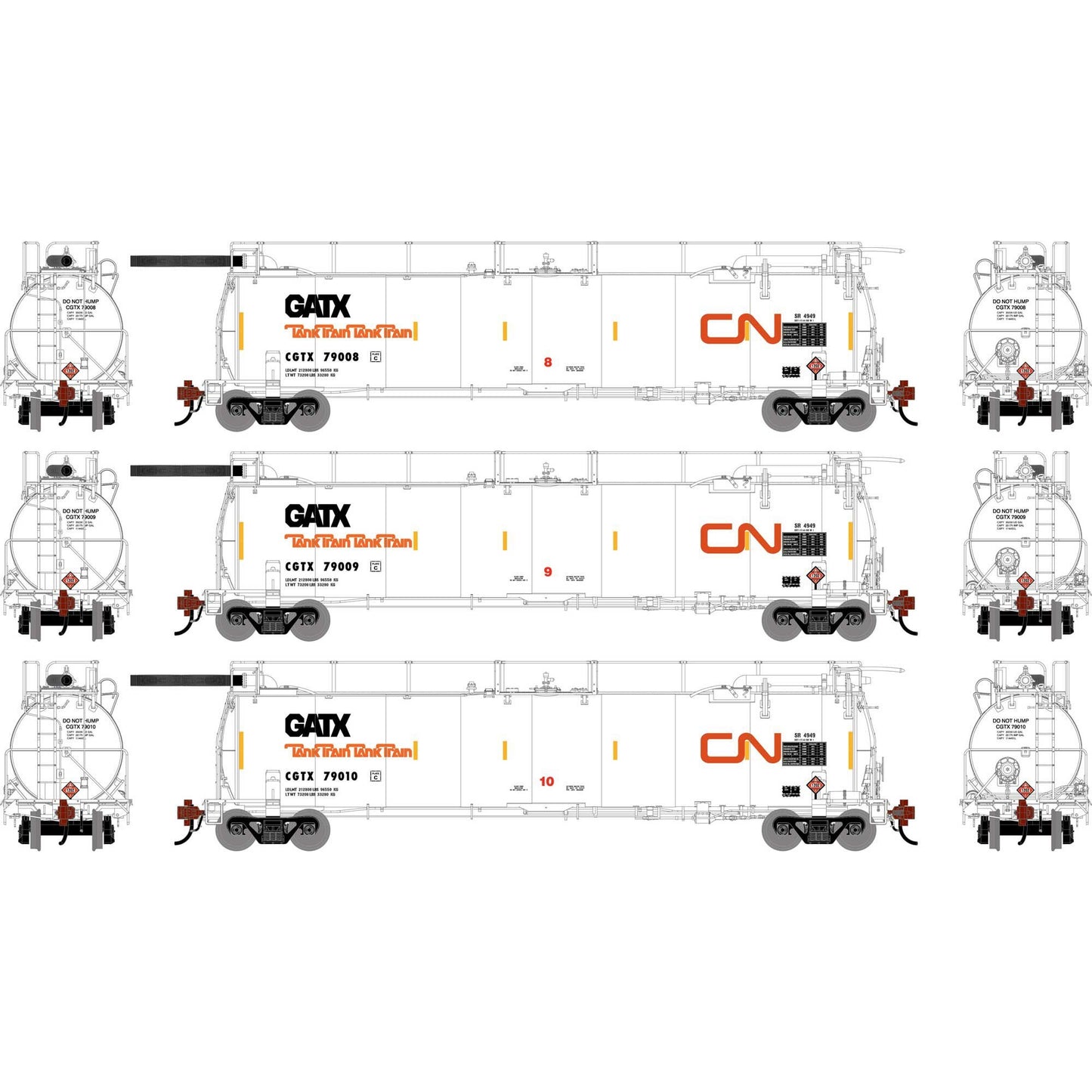 HO TankTrain Intermediate Set CGTX #79008/79009/79010 (3) (ATHG-1322)