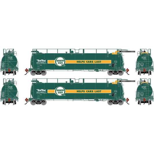 HO TankTrain Intermediate GATX Quaker State Model #69252/69253 (2 Cars) (ATHG-1334)