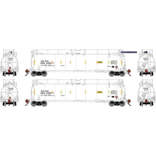 HO TankTrain A/B GATX White #44589 #44593 (ATHG-1340)