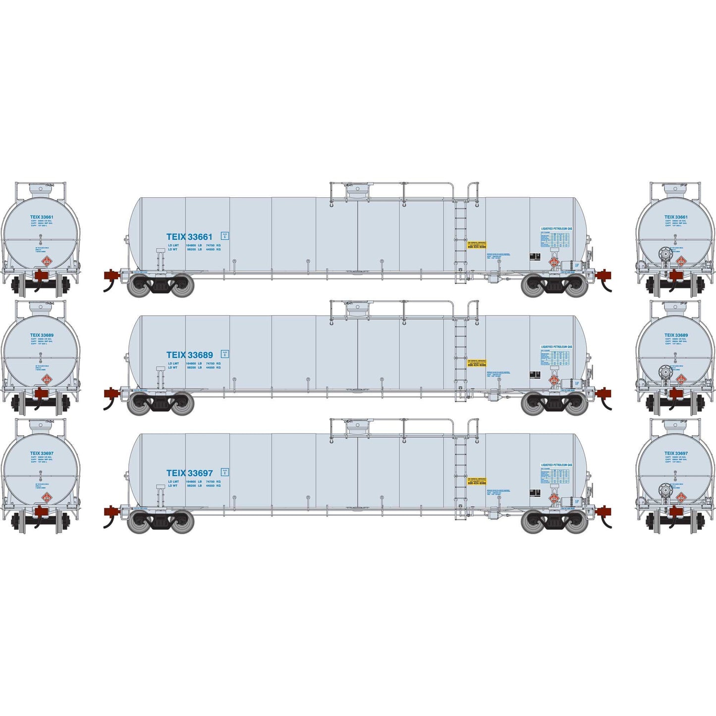 HO UTC 33K LPG Tank Car Late TEIX #33661/33689/33697 (ATHG-1510)