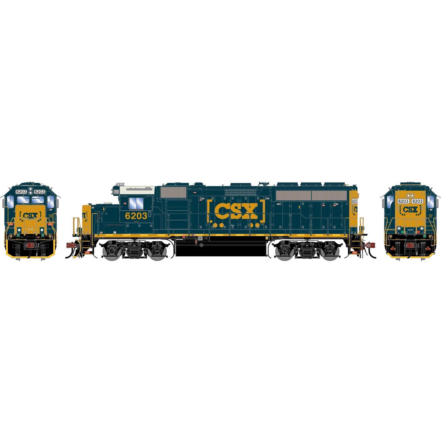 HO GP40-2 Locomotive CSXT Boxcar Logo #6203 (ATHG-1739)