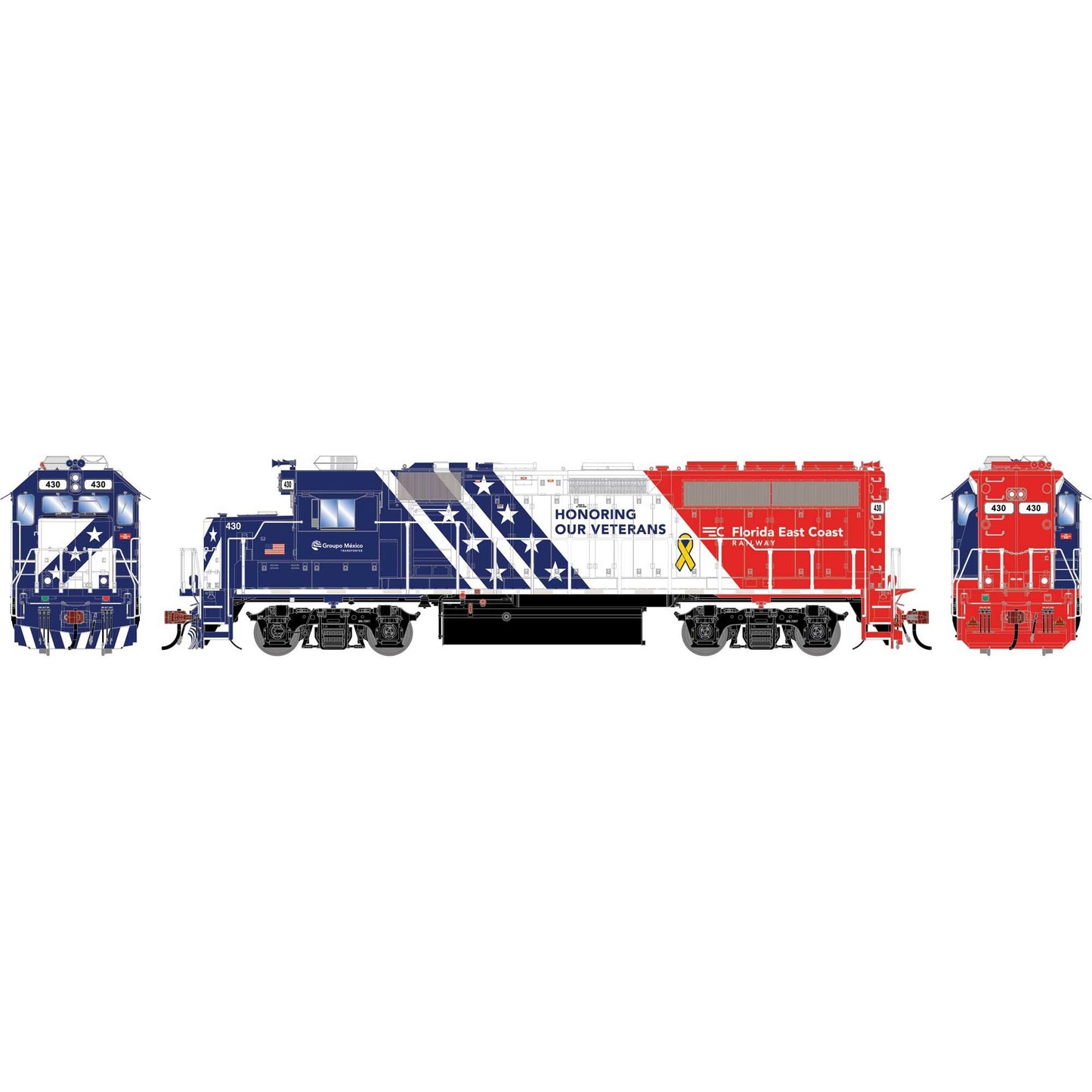 HO GP40-2 Locomotive with DCC and Sound FEC Honoring Our Veterans #430 (ATHG-1765)