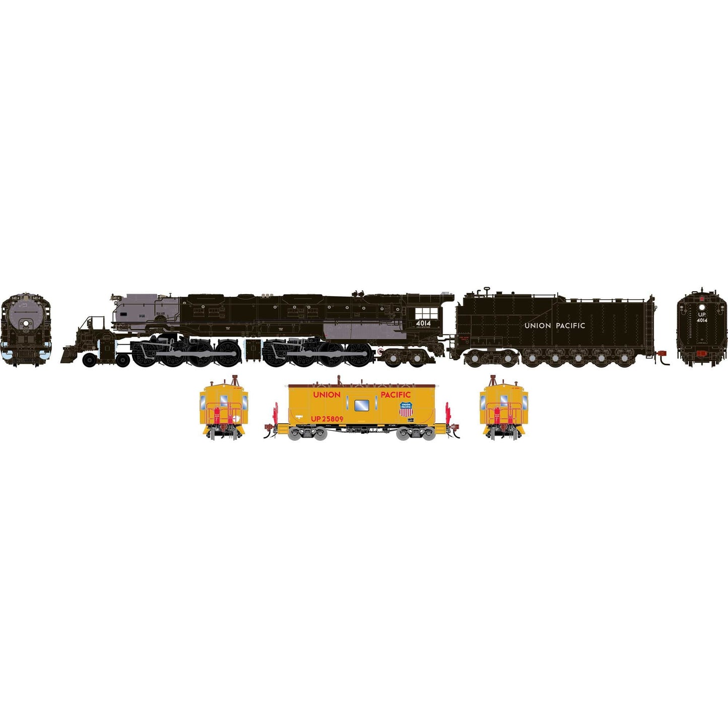HO GEN 4-8-8-4 Big Boy Locomotive and CA-11 Snowbus Caboose (ATHG-2077)
