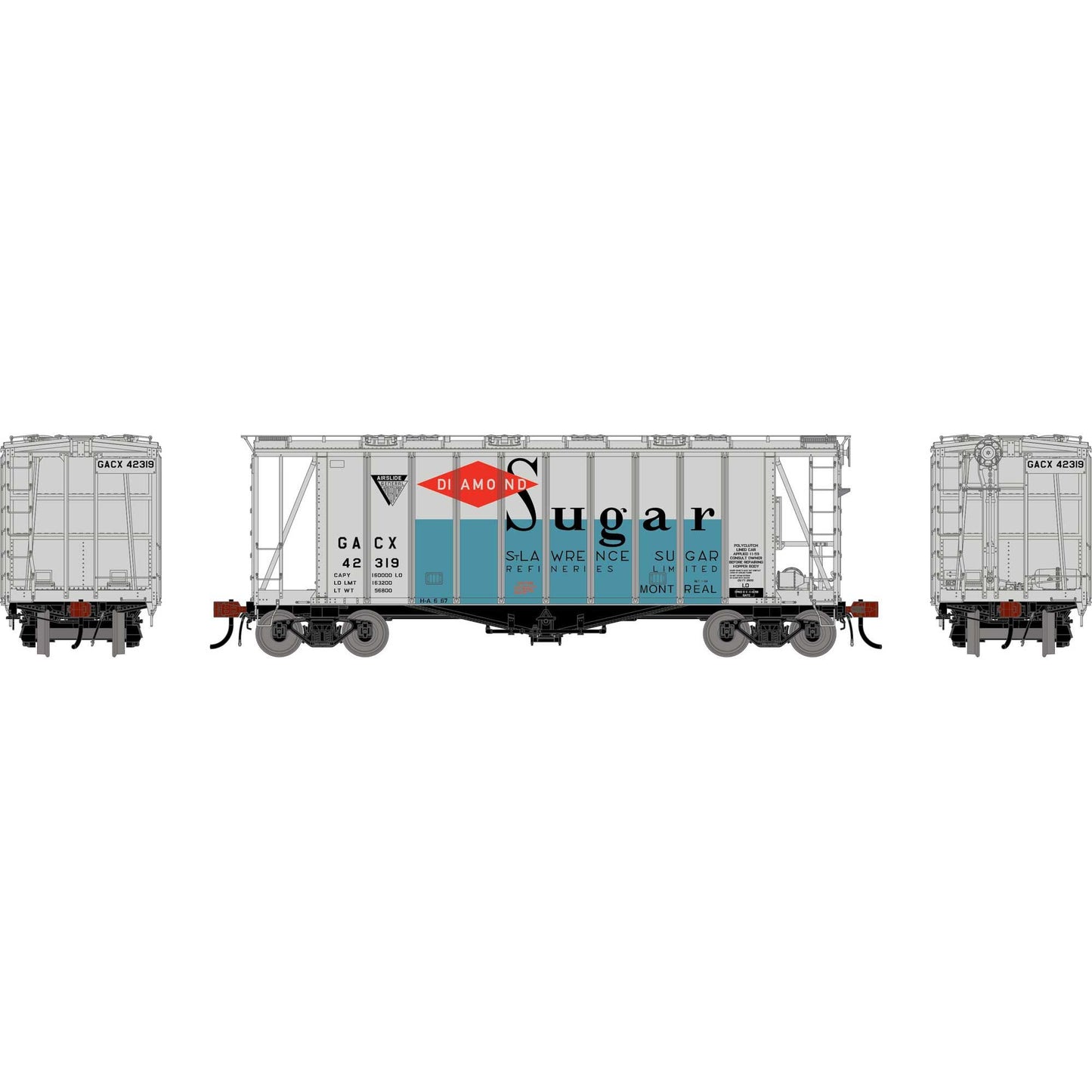 HO GEN GATC 2600 Airslide Covered Hopper GACX/Diamond Sugar #42319 (ATHG-2134)