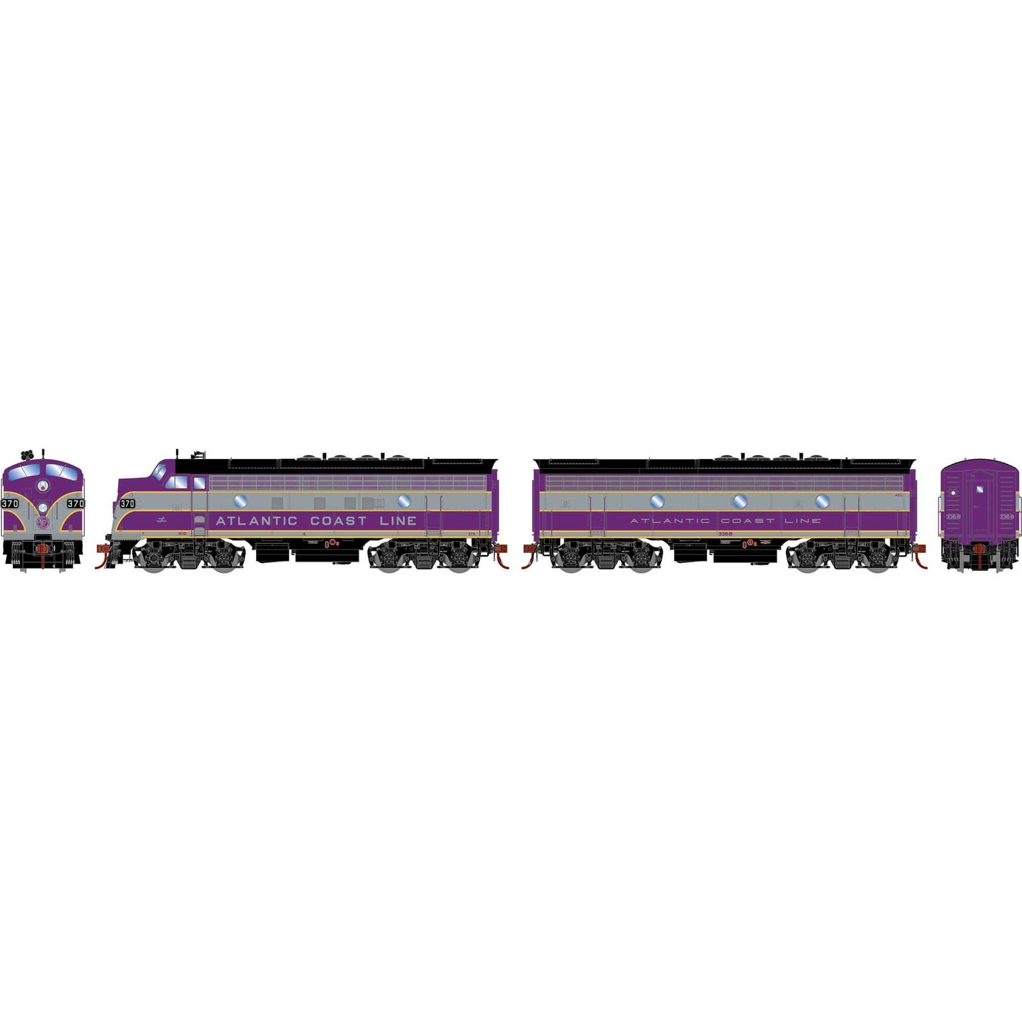 HO F7A/F3B Locomotive Set with DCC & Sound ACL #370 #336-B (ATHG19686)