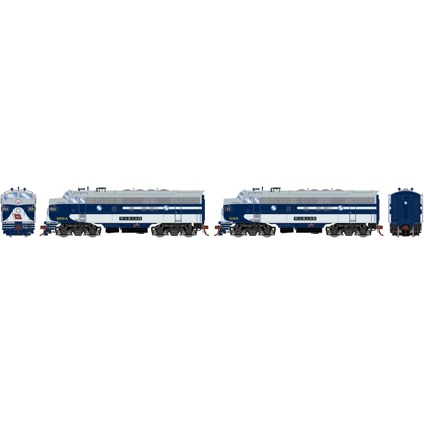 HO F7A / F7A Locomotive Set with DCC and Sound Wabash #1169-A #1189 (ATHG19691)