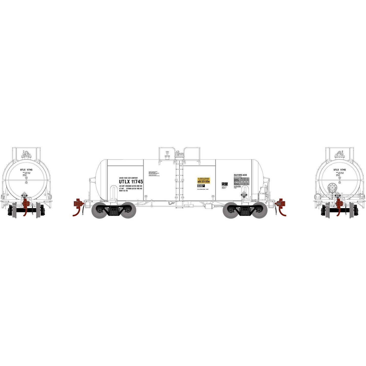 HO 13,600-Gallon Acid Tank Car UTLX/White #11745 (ATHG25768)