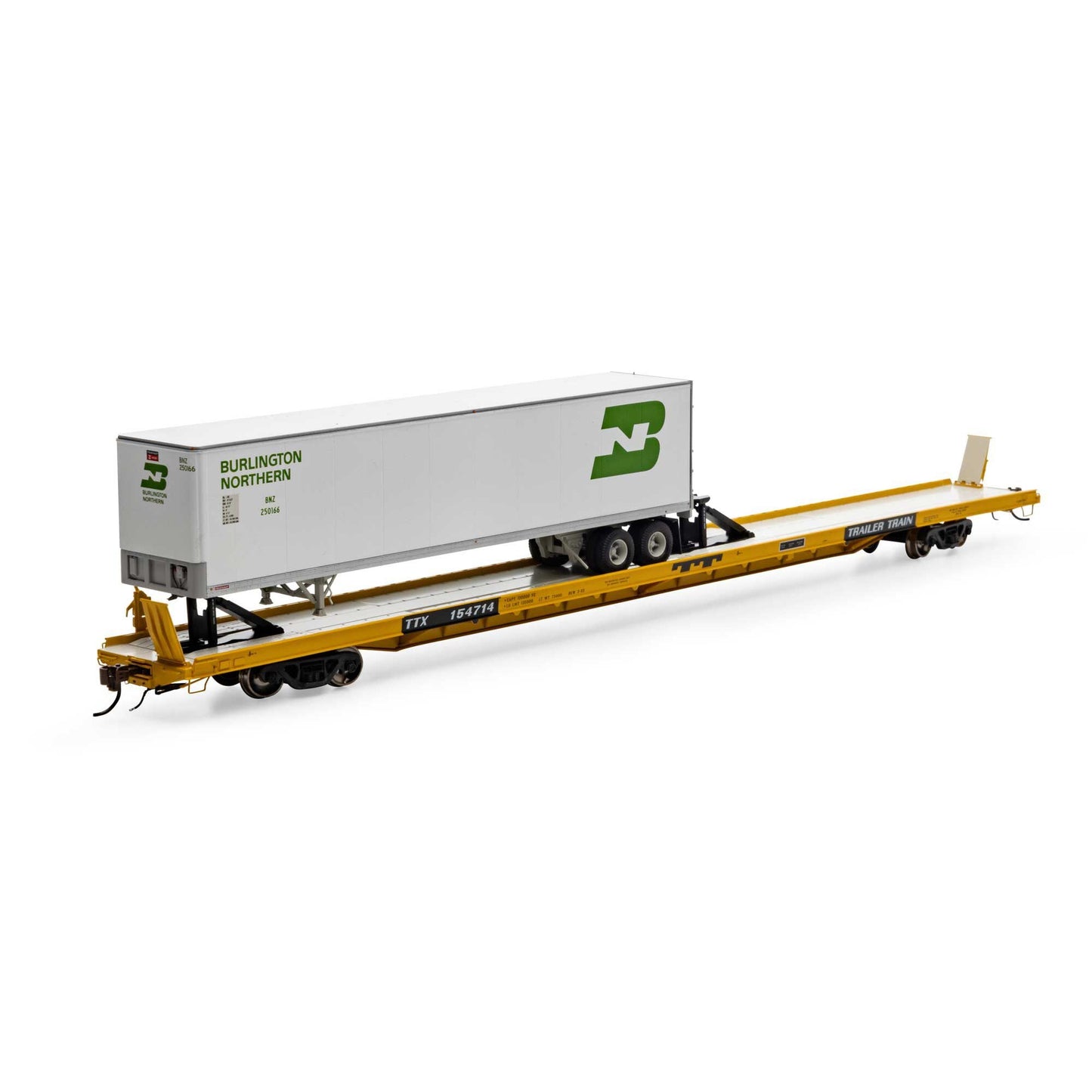 HO F89-F 89'8" Flat with Trailer TTX Yellow Model (ATHG70741)