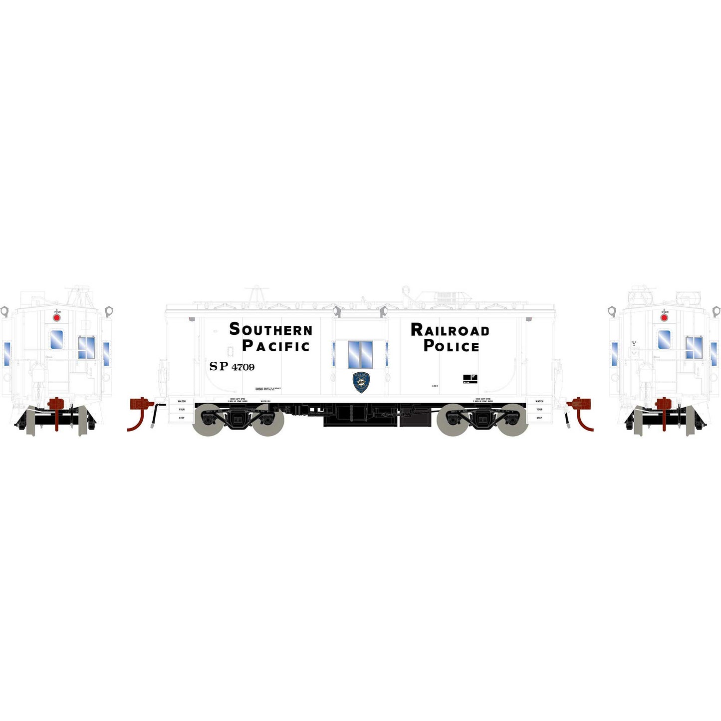 HO Bay Window Caboose with Lights and Sound SP Police #4709 (ATHG78395)