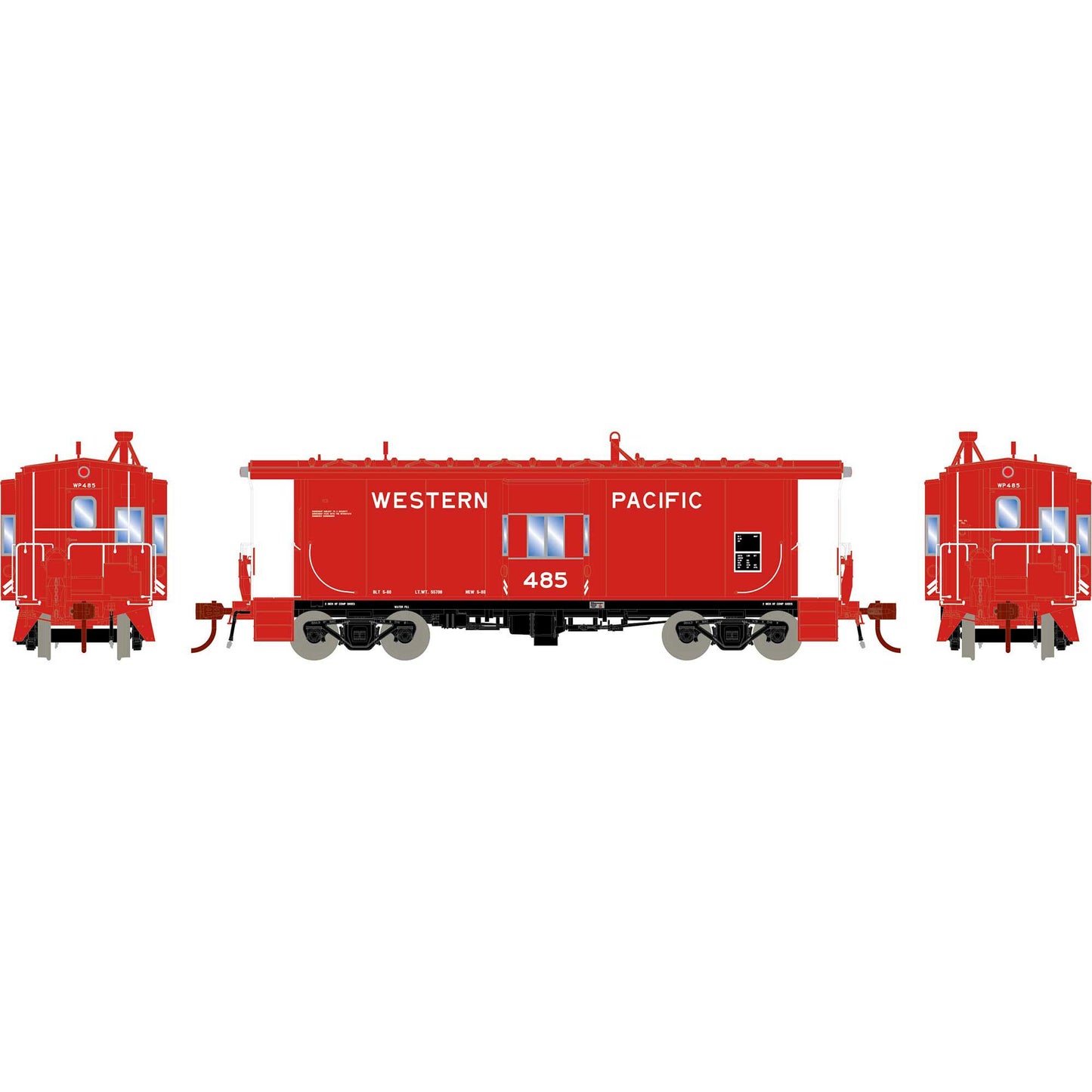 HO Bay Window Caboose with Lights, Western Pacific#485 (ATHG78600)