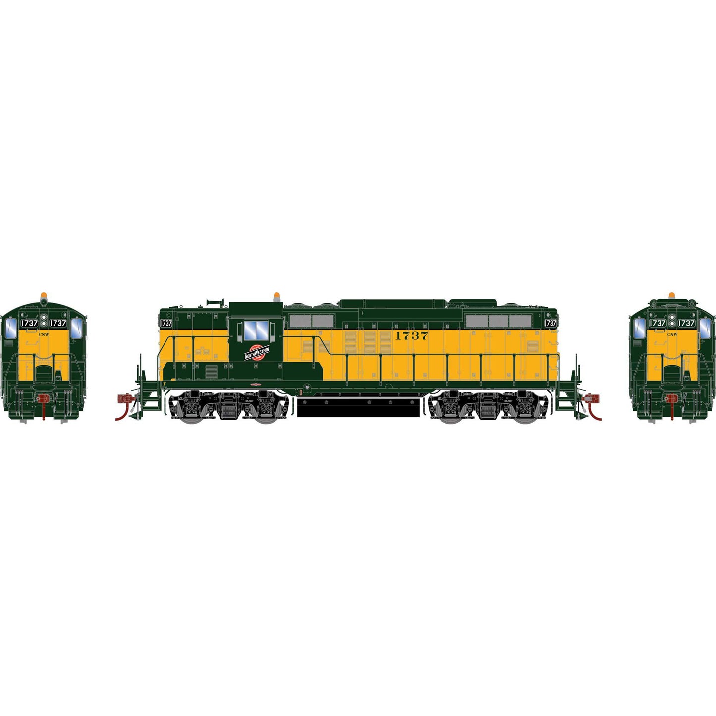 HO GP9 Locomotive Phase II with DCC and Sound, C&NW #1737 (ATHG82828)