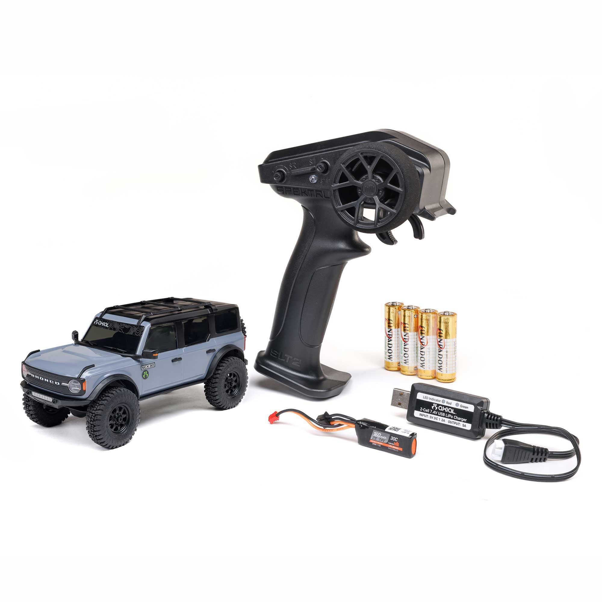 1/30 SCX30 Ford Bronco Ready to Run with Battery and Charger (Gray