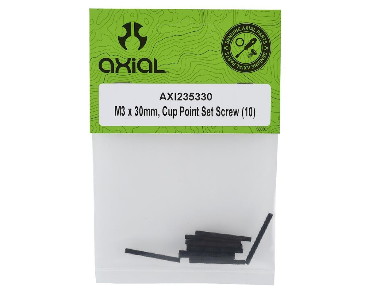 M3 x 30mm Cup Point Set Screw Set of 10 (AXI235330)