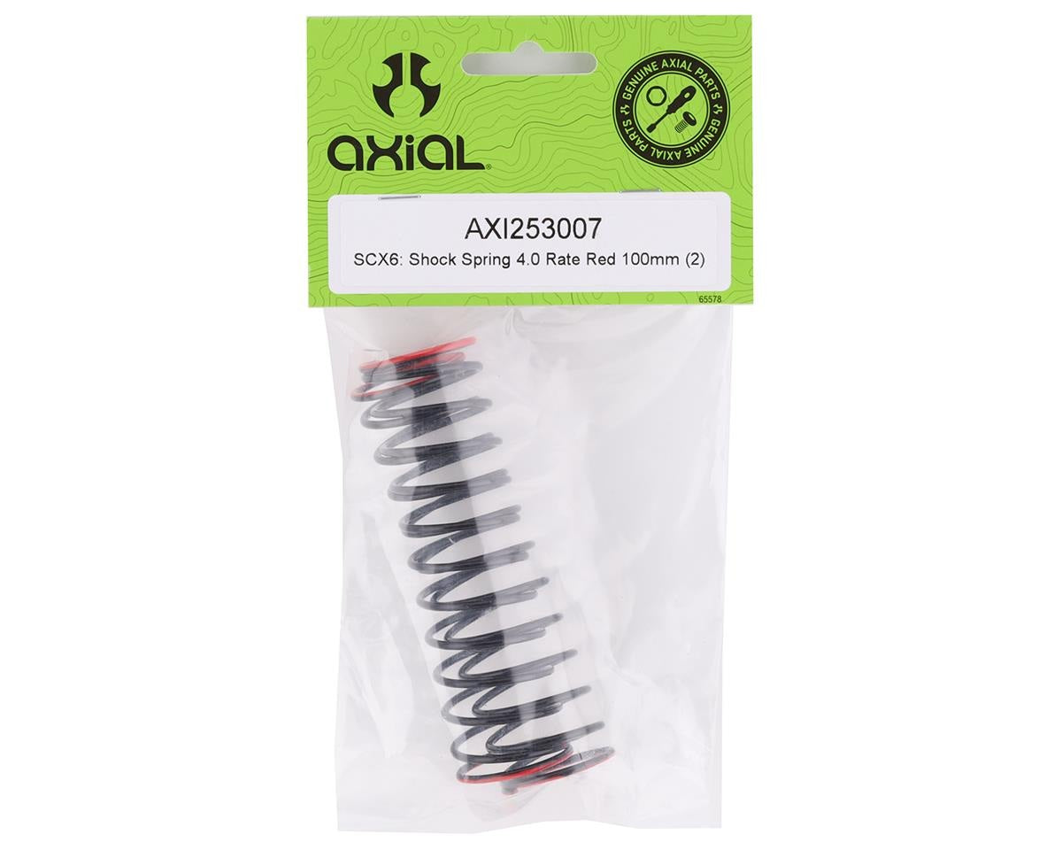 4.0 Rate Red Shock Spring 100mm for SCX6 (Set of 2) (AXI253007)
