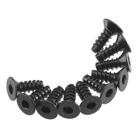 M3x8mm Hex Socket Tap Flat Head Screws Black Pack of 10 (AXIC0127)