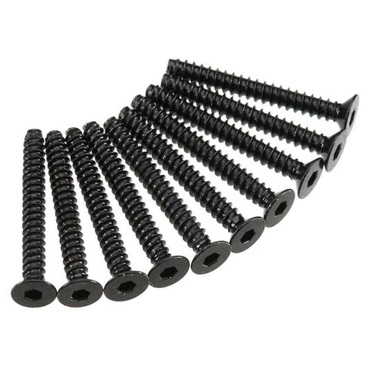 Hex Socket Tap Flat Head M3x25mm Black Screws (10 Pack) (AXIC0470)