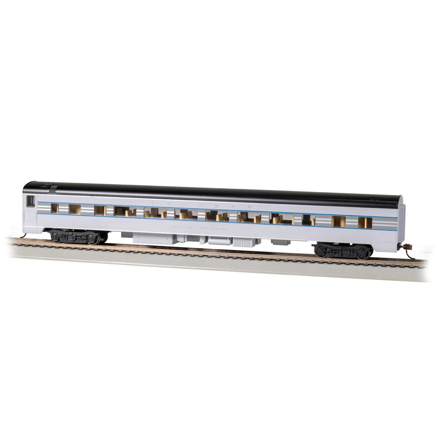 HO 85' Smooth-Side Coach Passenger Car Lighted Interior 1938 City of Rochester (BAC14217)