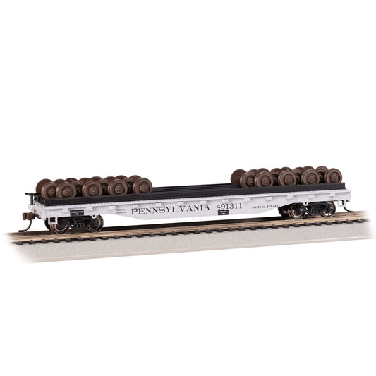 HO 52' Wheel Flatcar with Wheel Load - Pennsylvania Railroad Model (BAC18939)