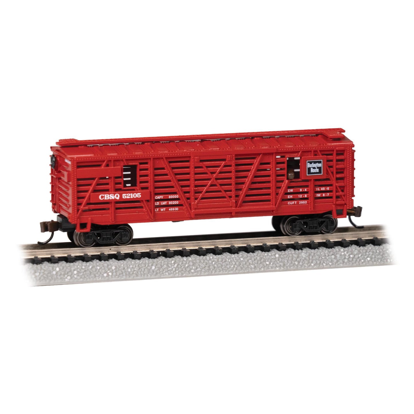 N Animated Stock Car CB&Q #52105 with Cattle (BAC19751)