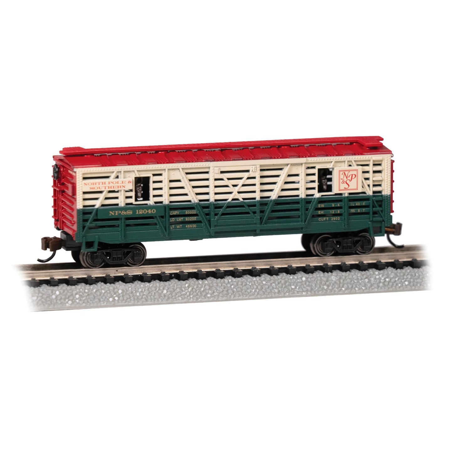 N Animated Stock Car NP&S Christmas with Reindeer (BAC19754)