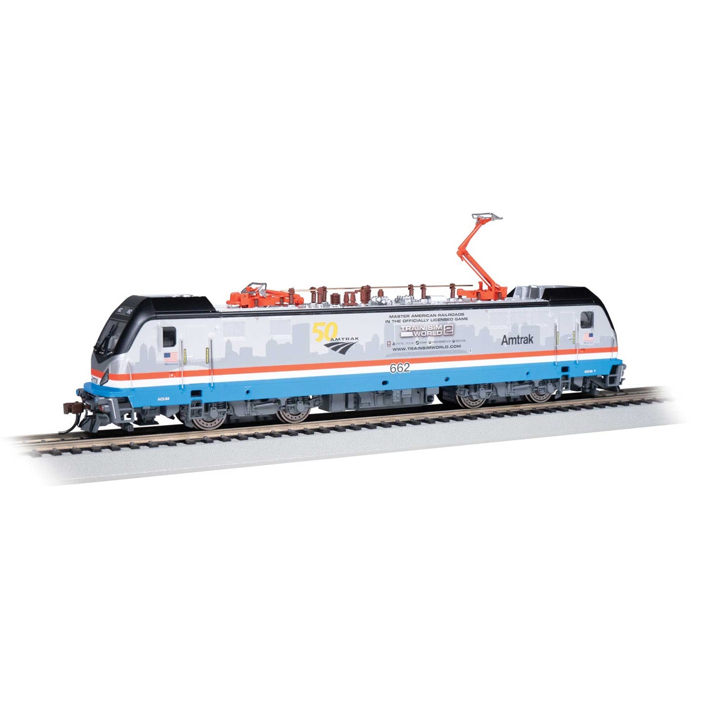 HO Siemens ACS-64 Locomotive Amtrak #662 PHASE III for Train Sim World 2 (BAC67409)