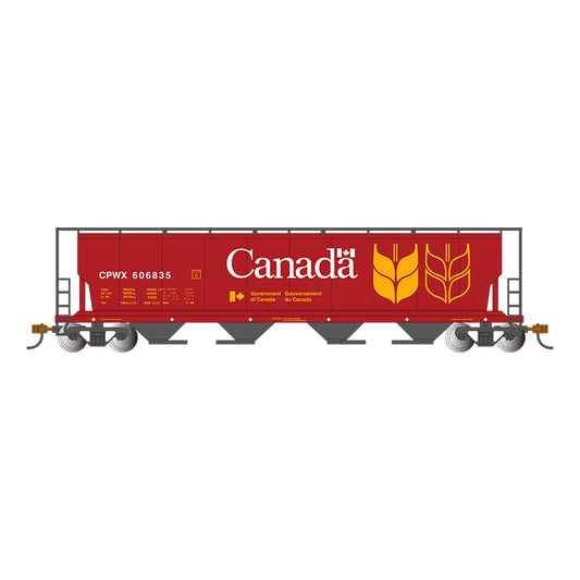 HO 4-Bay Cylindrical Hopper with FRED Canada Grain Red (BAC73801)