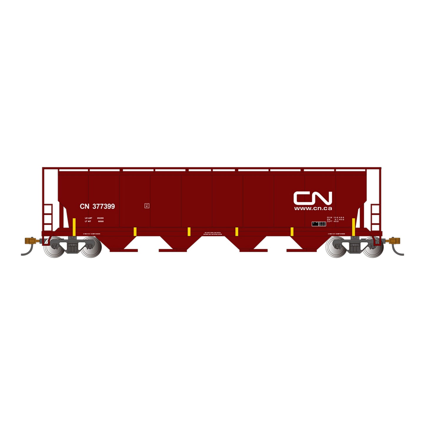 HO 4-Bay Cylindrical Hopper with FRED, CN/Oxide Red (BAC73803)