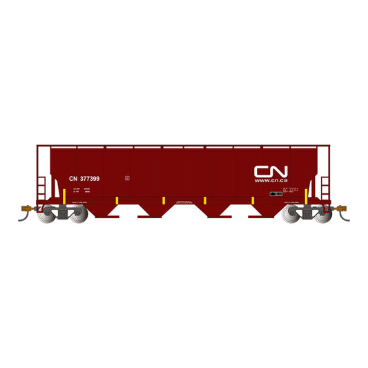 HO 4-Bay Cylindrical Hopper with FRED, CN/Oxide Red (BAC73803)
