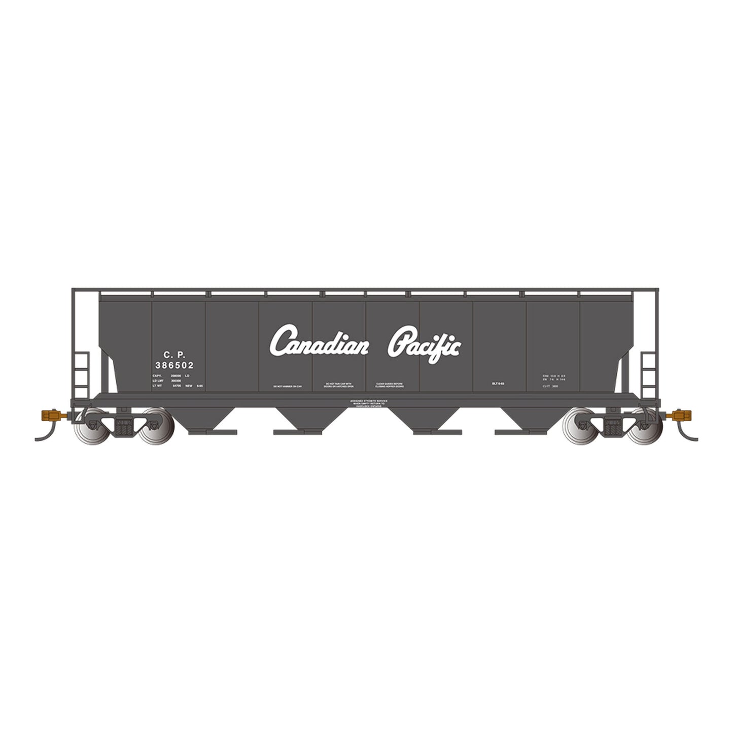 HO 4-Bay Cylindrical Hopper with FRED CPR Black Script (BAC73804)