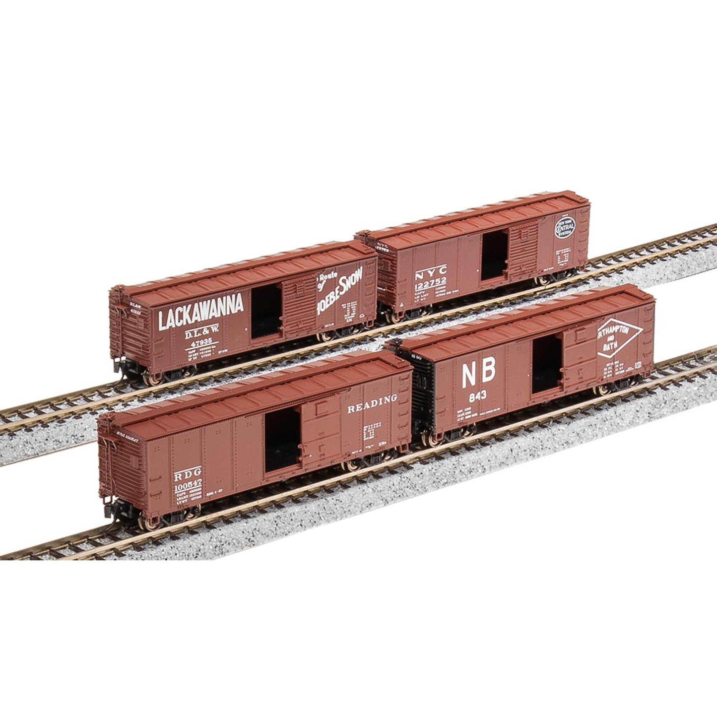 N 40' Steel Boxcar Set D (NYC, RDG, DLW) (BLI7273)