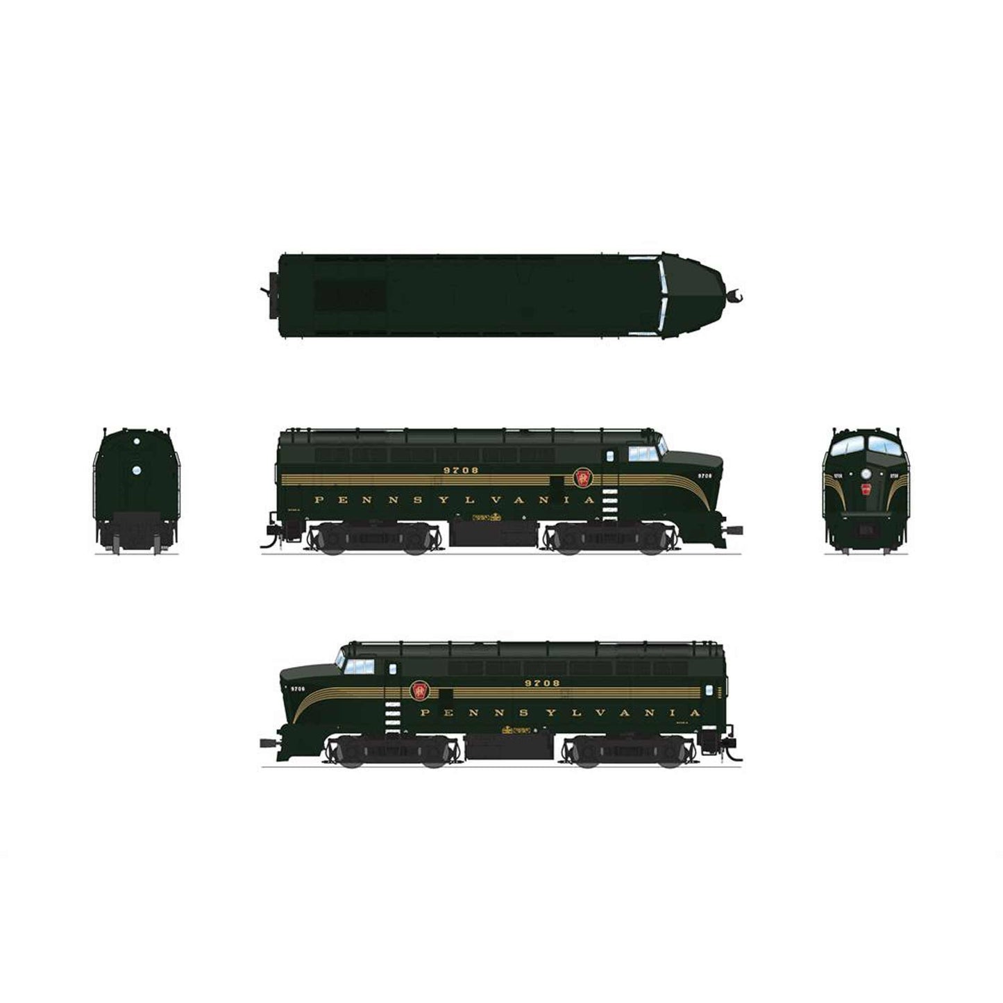 HO BF-16 Sharknose Locomotive A PRR 9709 5 Stripe with Paragon4 (BLI7691)