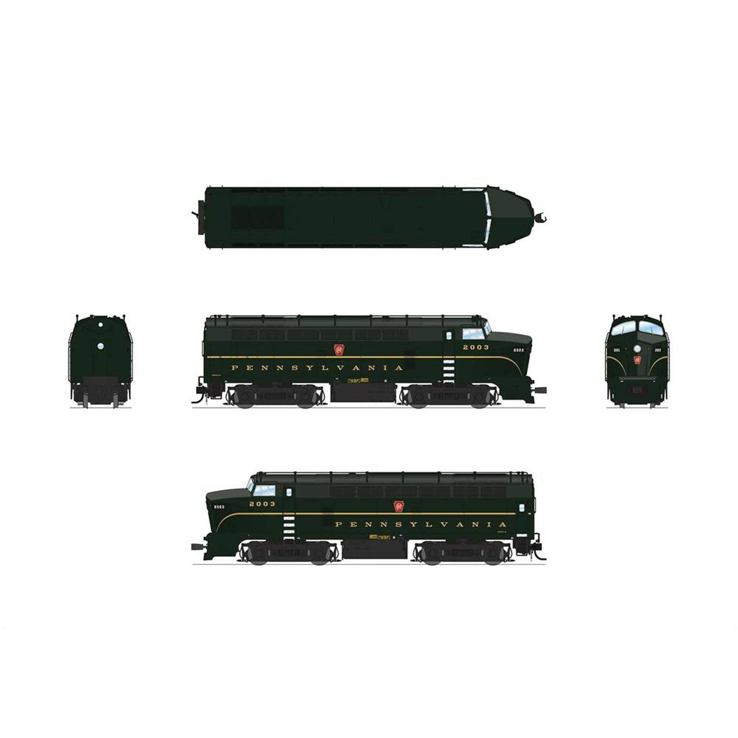 HO BF-16 Sharknose Locomotive A PRR 2002A 1 Stripe with Paragon4 (BLI7693)