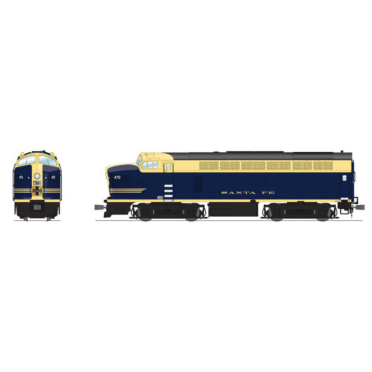 HO RF-16 Sharknose Locomotive A/B ATSF 470L / 470A Plastic Model (BLI7698)