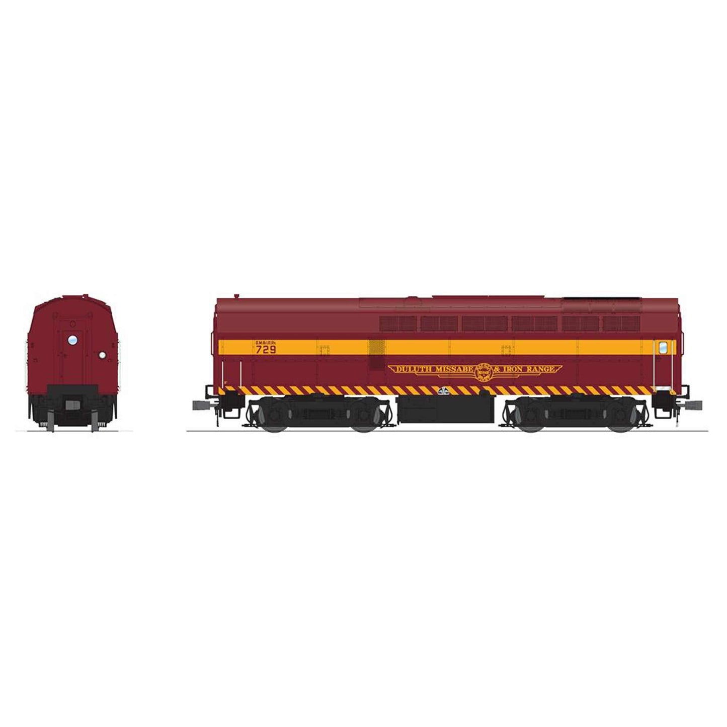 HO RF-16 Sharknose Locomotive A/B DMIR 728/729 Maroon & Yellow (BLI7704)