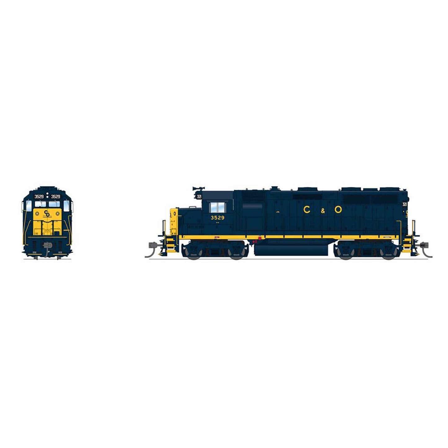 HO EMD GP35 Locomotive C&O 3529 with Yellow Nose (BLI8223)
