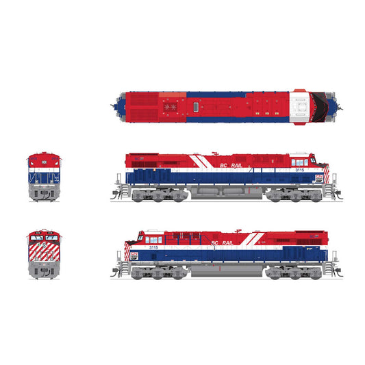 HO GE ES44AC Locomotive with DCC and Sound CN #3115 BC Rail Heritage Paint (BLI8535)
