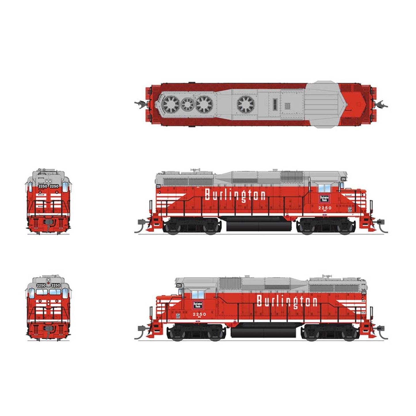 HO EMD GP30 BN 2250 CBQ Chinese Red with BN Patch Locomotive (BLI9134)