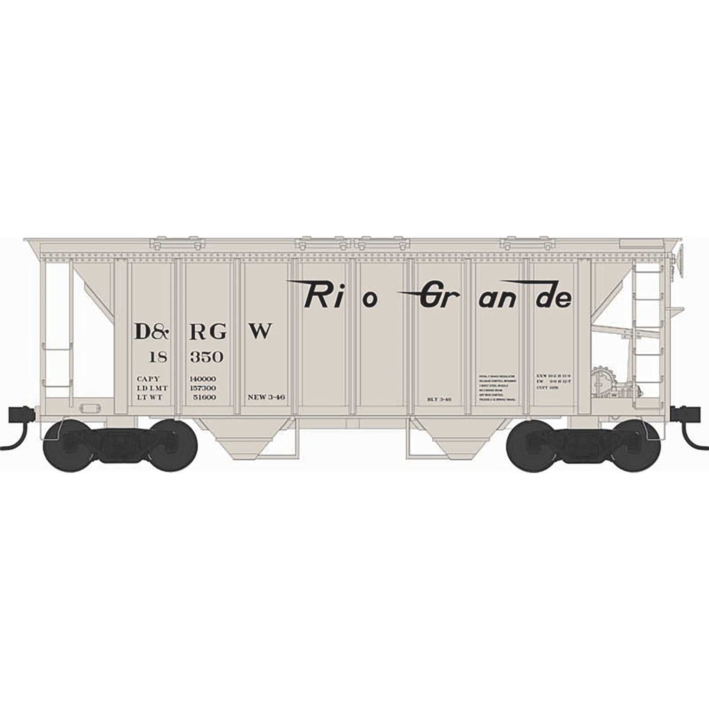 HO H34 Covered Hopper D&RGW #18362 (BOW43258)