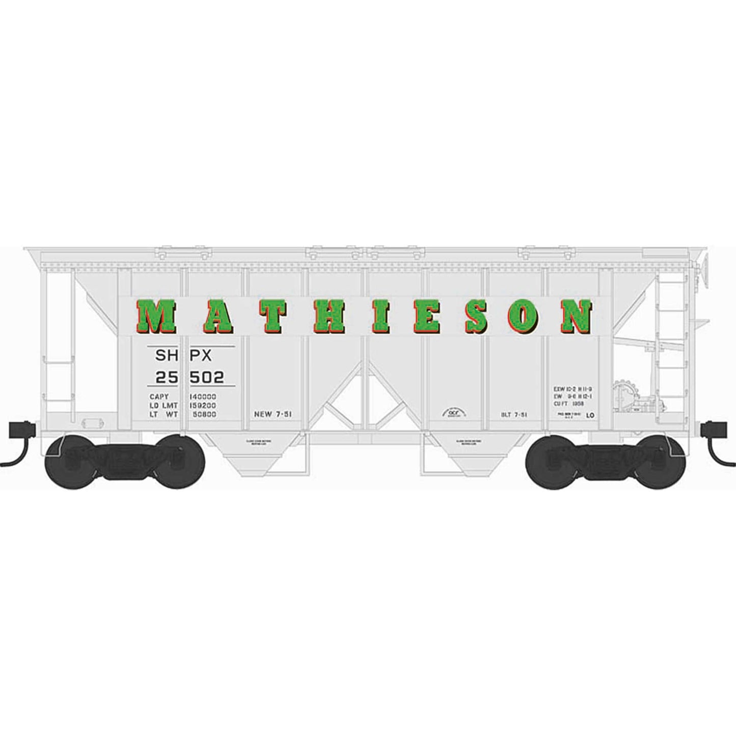 70-Ton 2Bay Covered Hopper 25502 (BOW43280)
